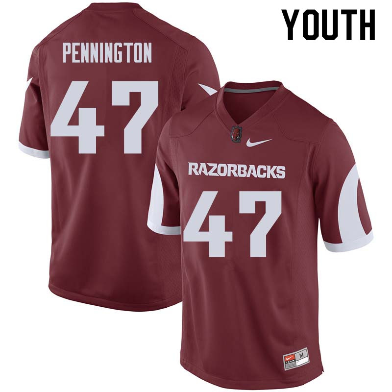 Youth #47 Tyler Pennington Arkansas Razorback College Football Jerseys Sale-Cardinal - Click Image to Close